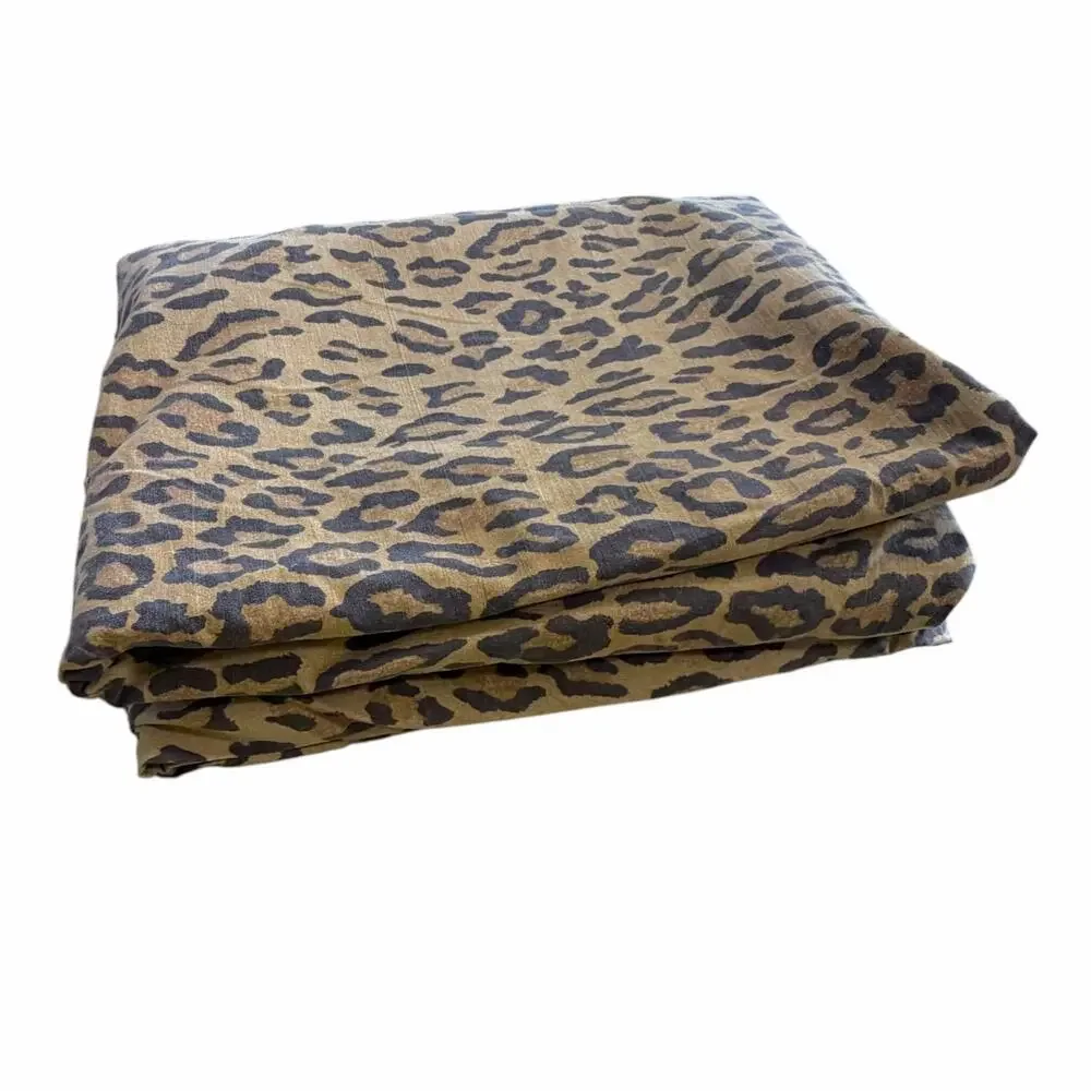 VTG Ralph Lauren Aragon Leopard Print Queen Flat Sheet Made in USA Cotton 90s #1